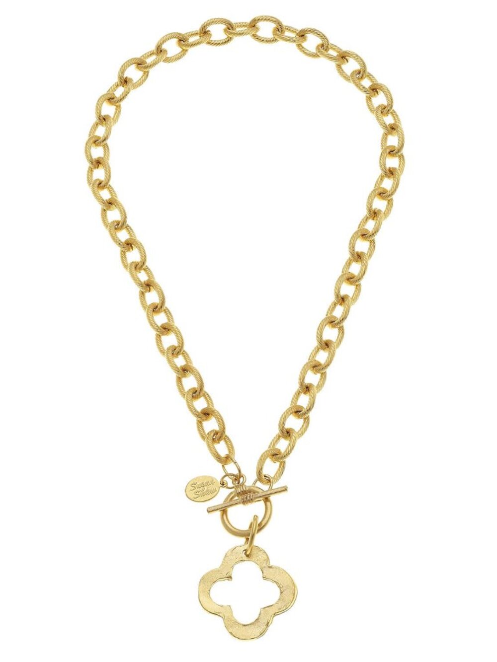 Charmed! Susan Shaw Gold Clover Toggle Necklace